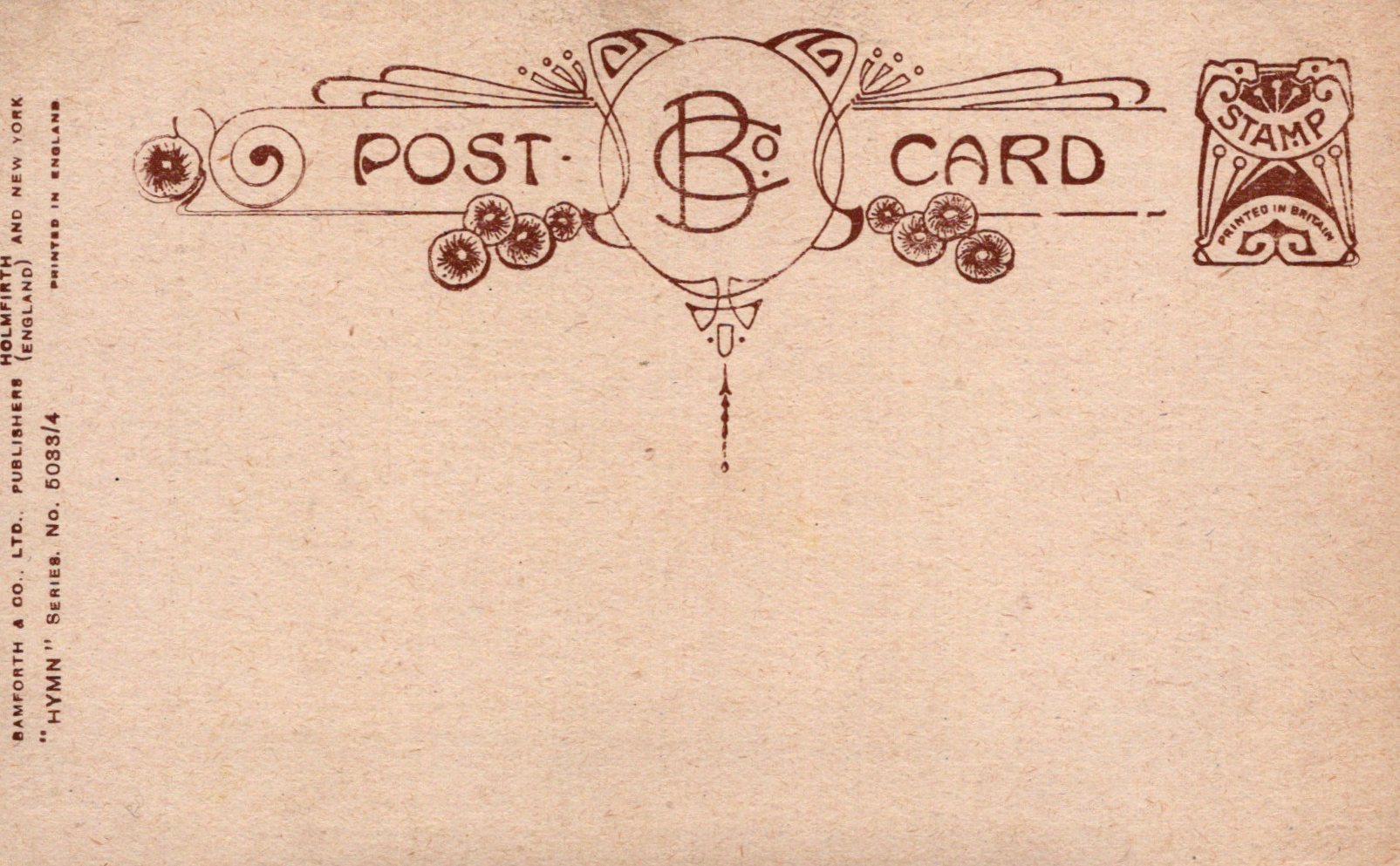 Vintage-style postcard with decorative border and text on a beige background