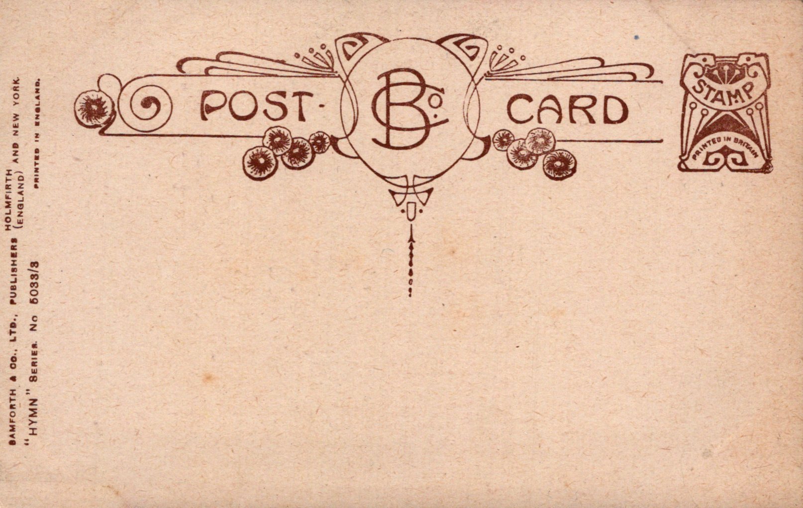 Vintage-style postcard with decorative border and text on a beige background