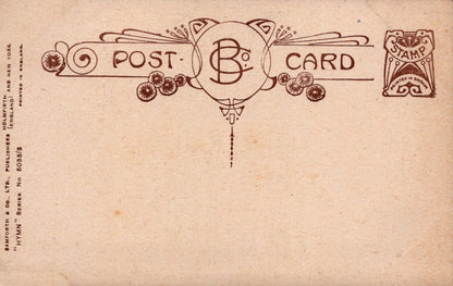 Vintage-style postcard with decorative border and text on a beige background