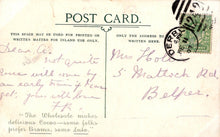 Load image into Gallery viewer, Vintage postcard with handwritten text and a stamp, featuring the word &#39;POSTCARD&#39;.

