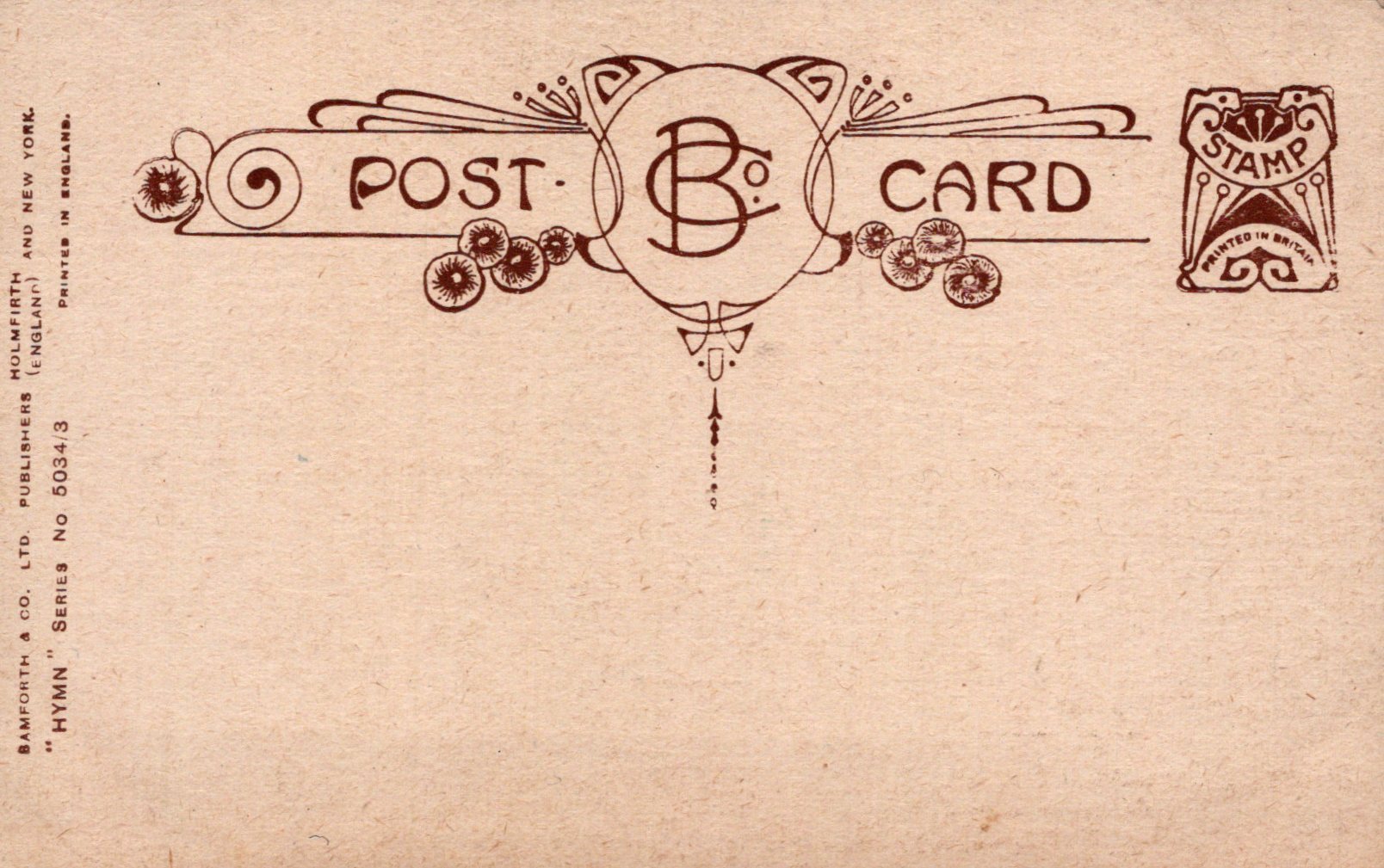 Vintage-style postcard with decorative border and text on a beige background