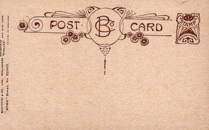 Vintage-style postcard with decorative border and 'Post Card' text on a textured beige background.