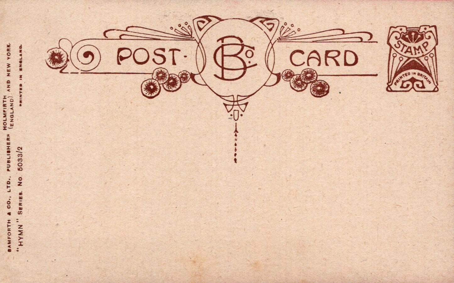 Vintage-style postcard with decorative border and text on a beige background