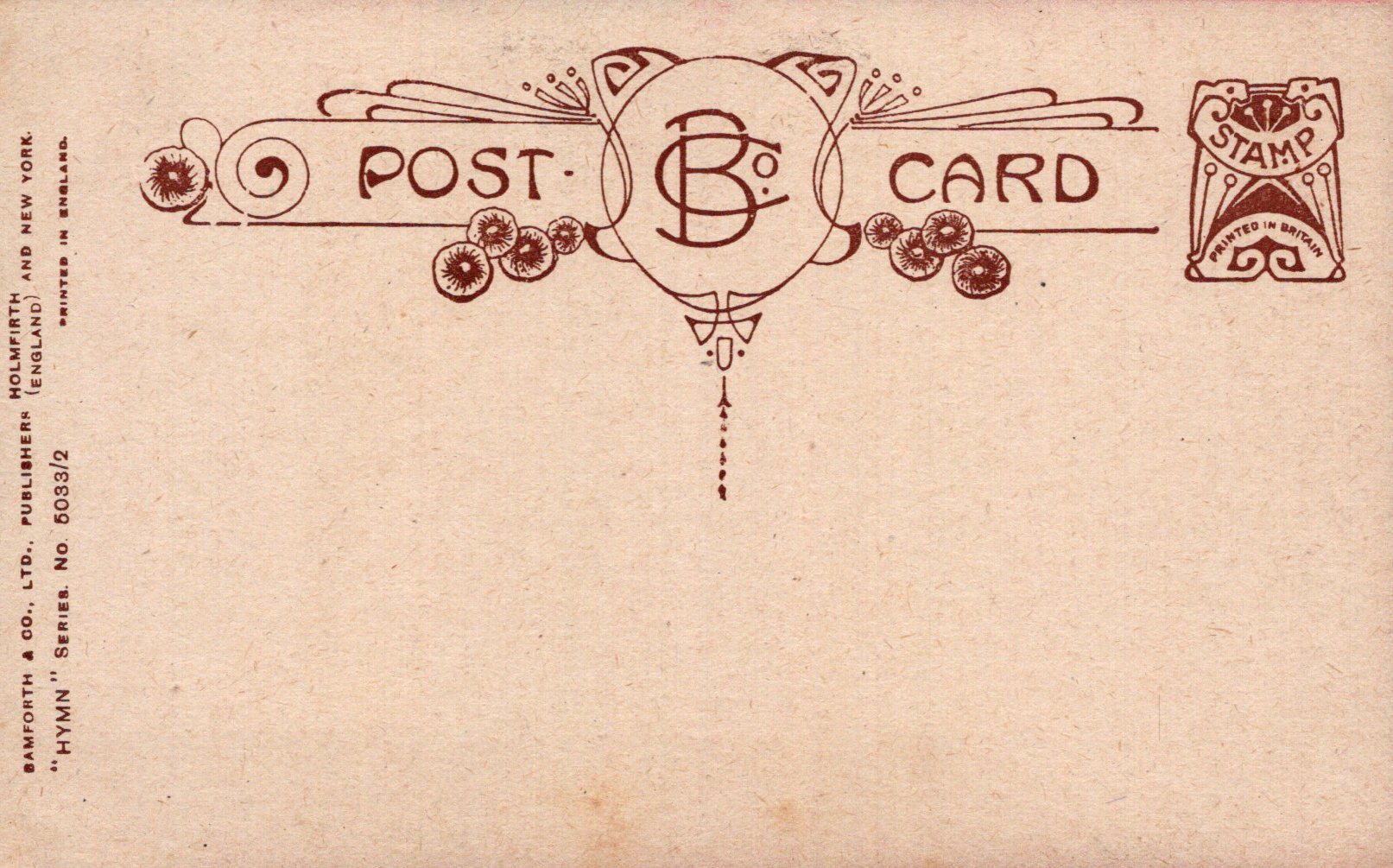 Vintage-style postcard with decorative border and text on a beige background