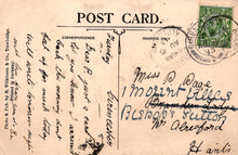 Load image into Gallery viewer, Vintage postcard with handwritten text and a stamp, featuring the word &#39;POSTCARD&#39;.

