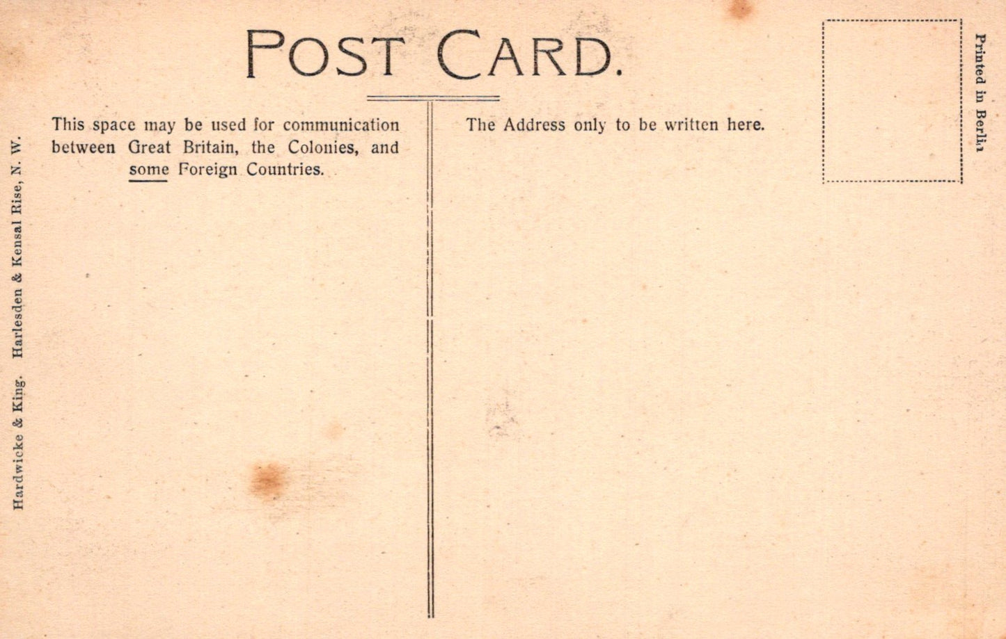 Vintage postcard with text and a line for writing on the back