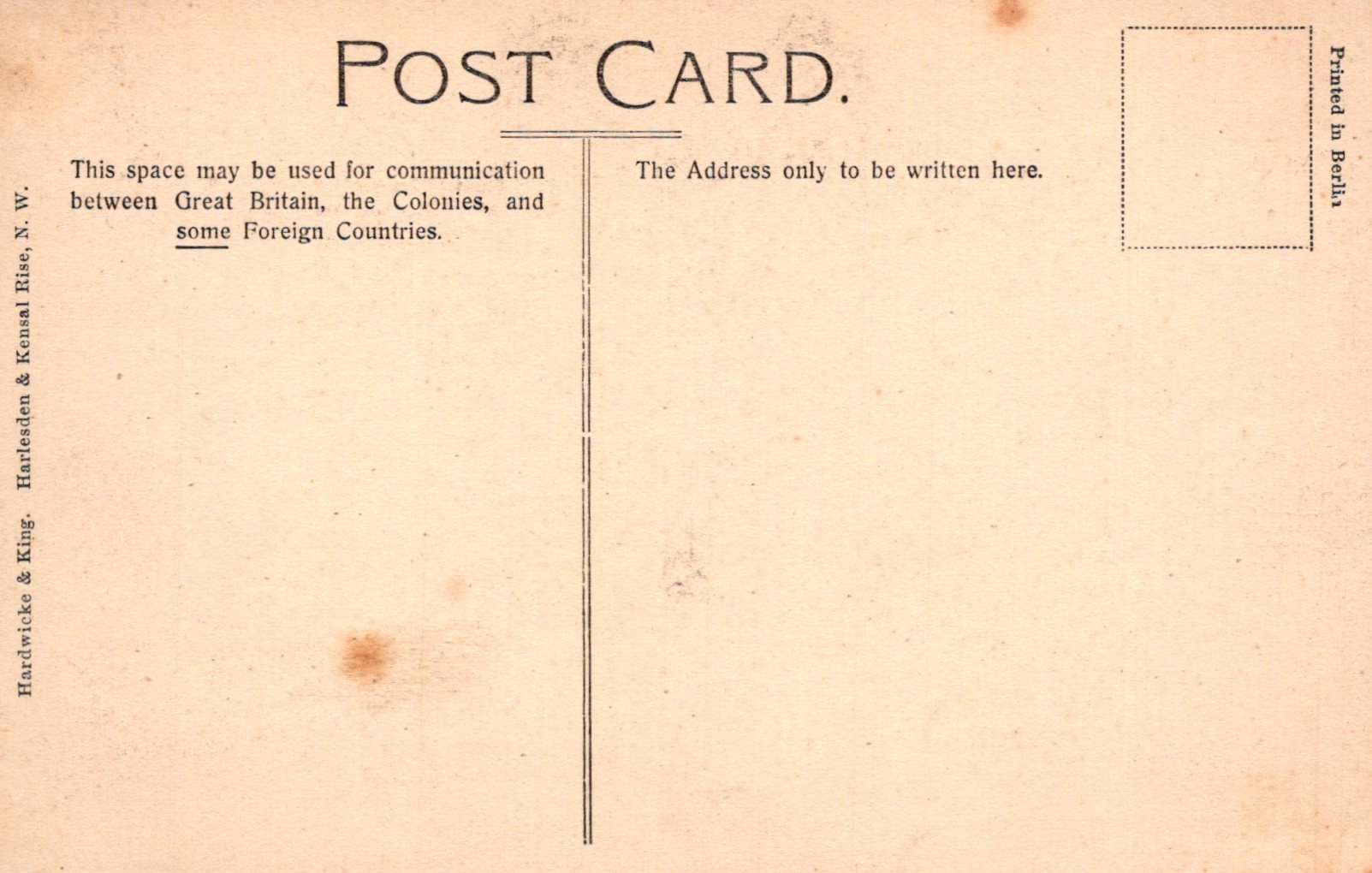 Vintage postcard with text and a line for writing on the back