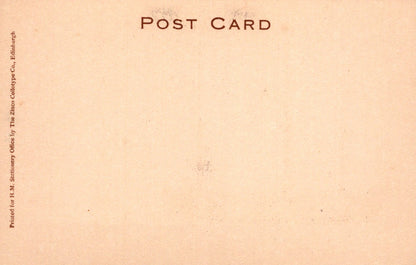 Back of a vintage postcard with 'Post Card' text and a textured beige background.
