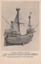 Load image into Gallery viewer, Illustration of a Flemish Carrack ship from 1450-80, shown on a plain background.
