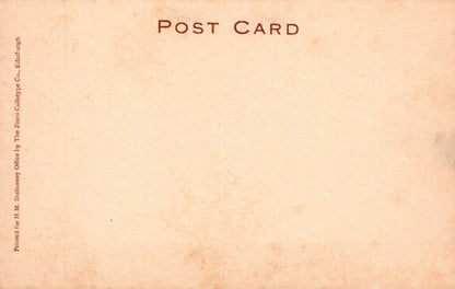 Back of a vintage postcard with 'Post Card' text and a beige background.