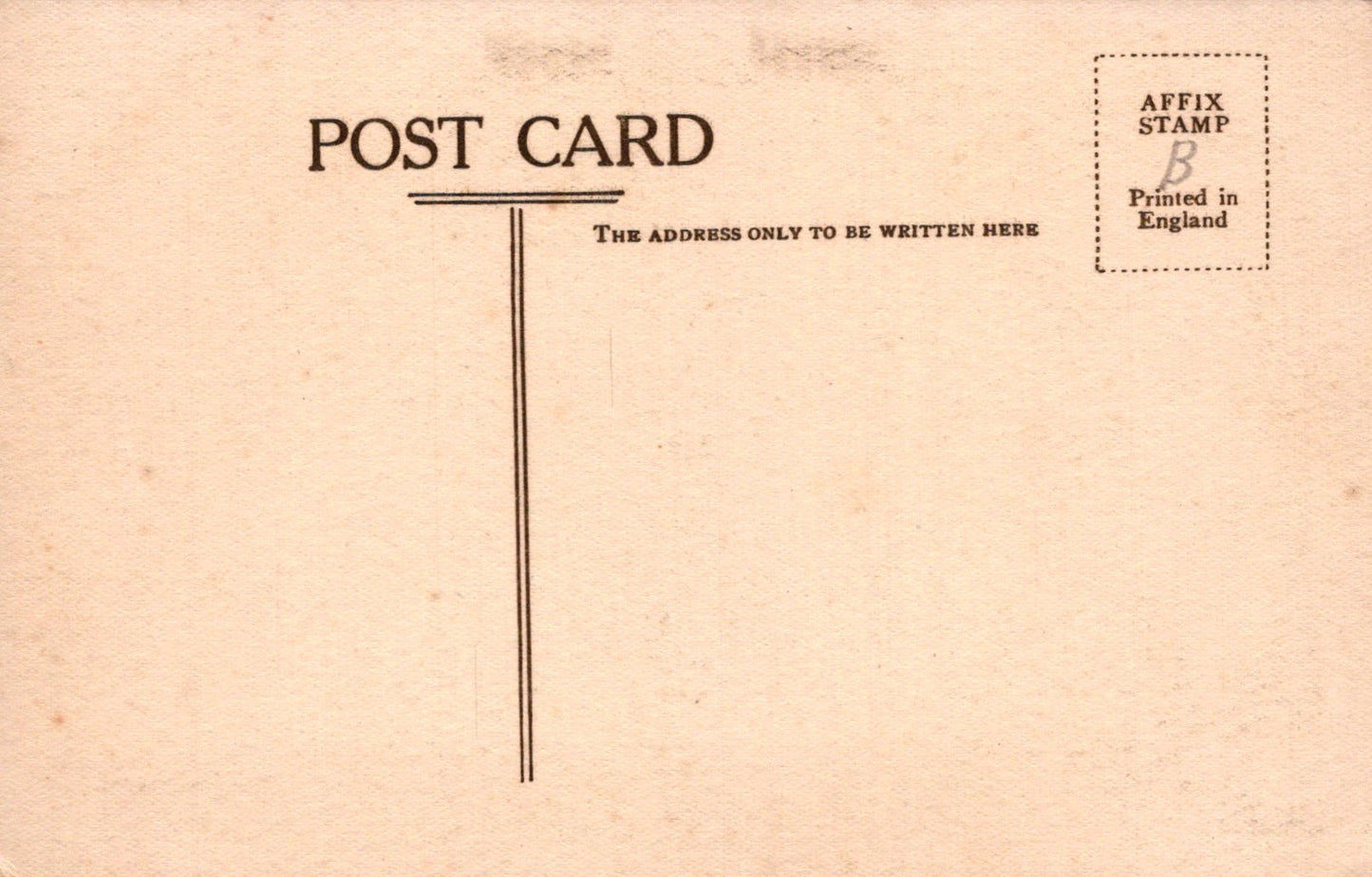 Vintage-style postcard with text and a stamp placeholder on a beige background