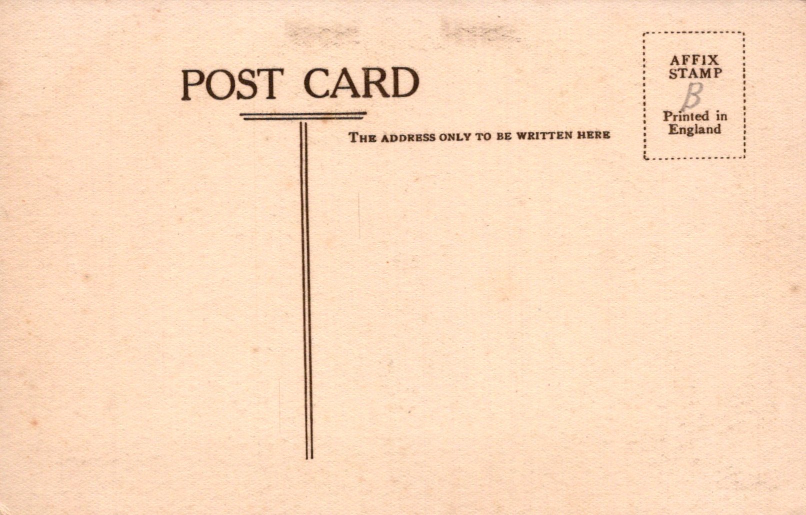 Vintage-style postcard with text and a stamp placeholder on a beige background