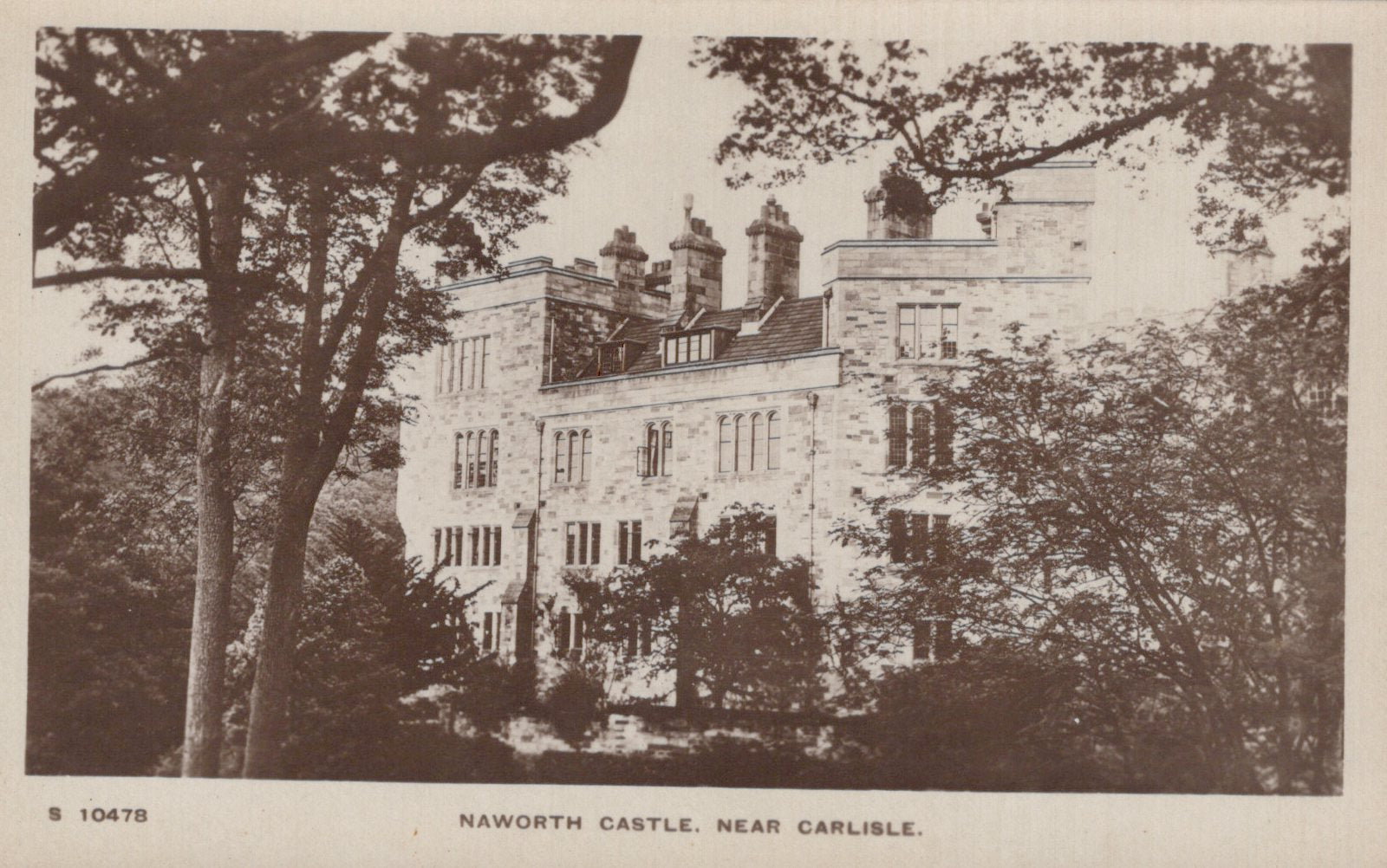 Vintage black and white photograph of Haworth Castle near Carlisle