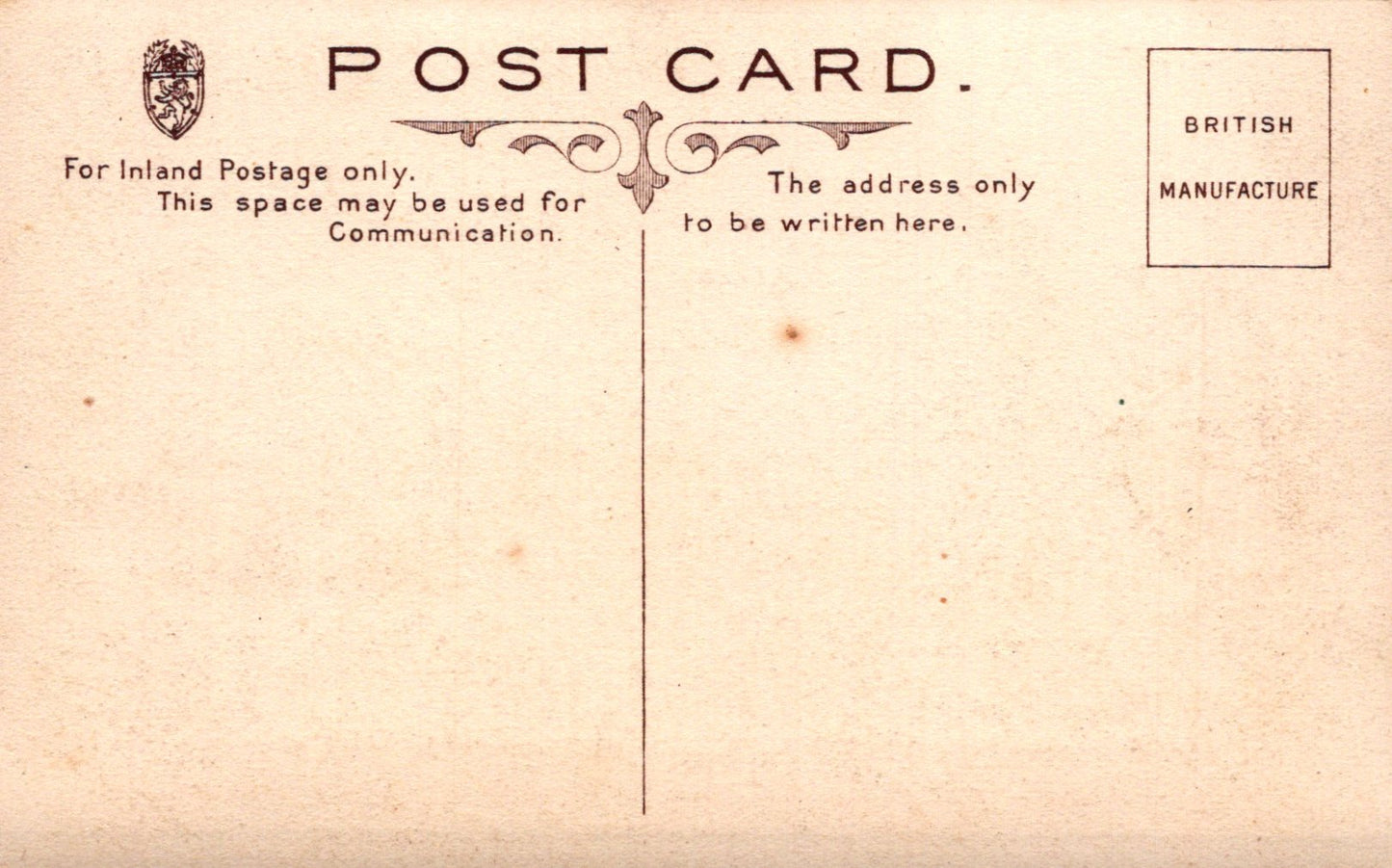 Vintage postcard with text and design elements on a beige background