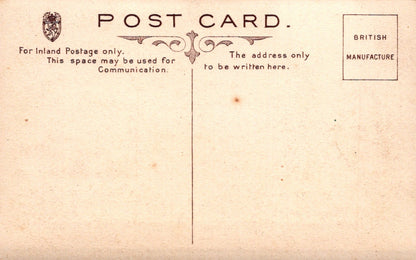 Vintage postcard with text and design elements on a beige background