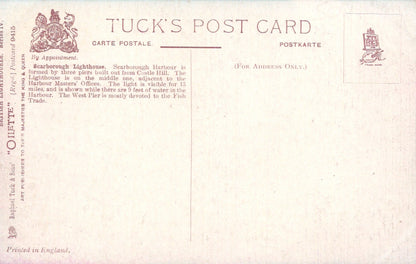 Back of a Tuck's postcard with text and logos