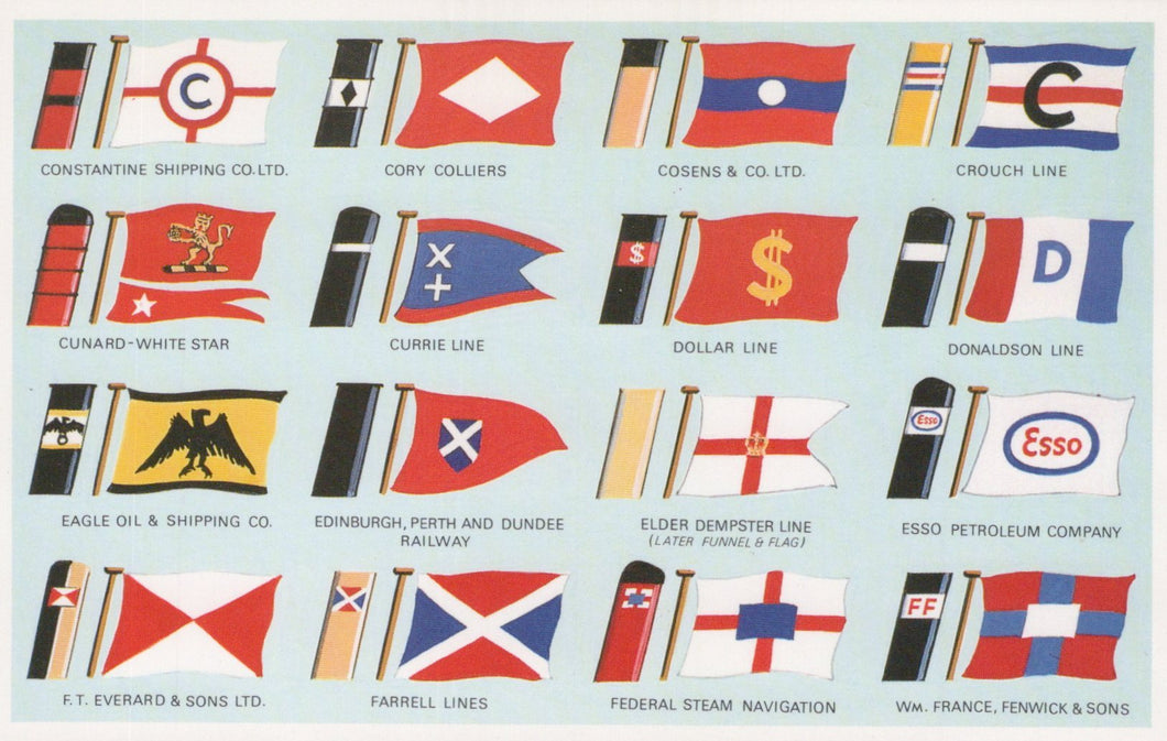 Shipping Postcard - Shipping Flags and Funnels  VT381