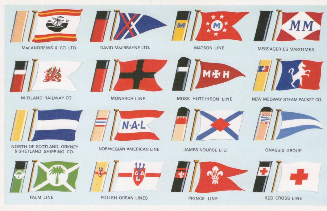 Shipping Postcard - Shipping Flags and Funnels  VT384