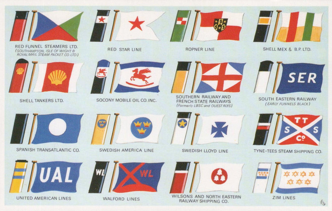 Shipping Postcard - Shipping Flags and Funnels  VT385