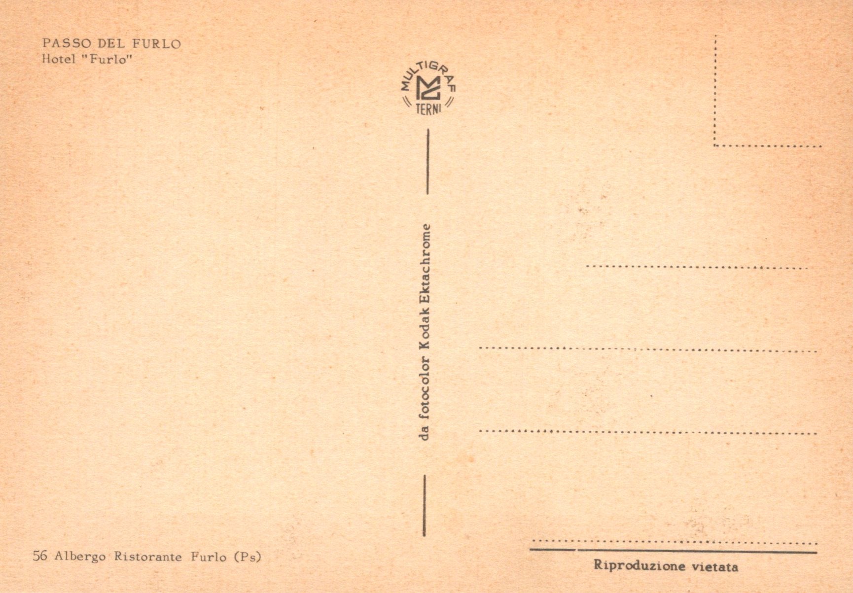 Italy Postcard - Passo Del Furlo, Hotel "Furlo" SW18951