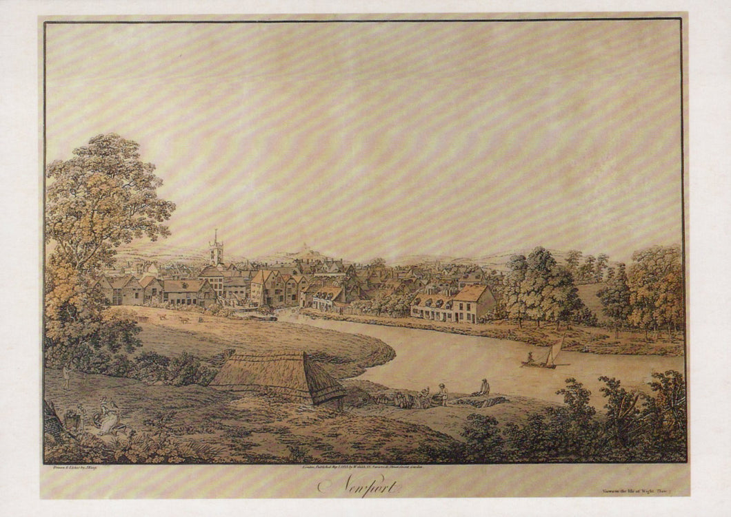 Isle of Wight Postcard - Newport in 1813, Etching By J.King  SW18973