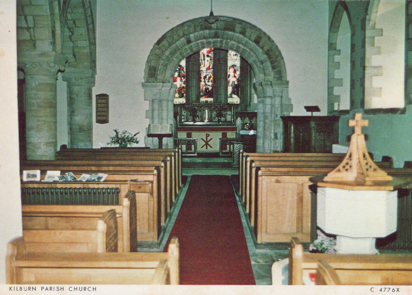 Yorkshire Postcard - Kilburn, Parish Church of St Mary  SW19023