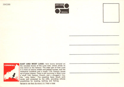 Back of a postcard with text and a small illustration, featuring the John Hinde logo.