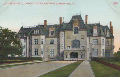 Vintage postcard of a large mansion labeled 'Ochre Point' in Newport, Rhode Island.