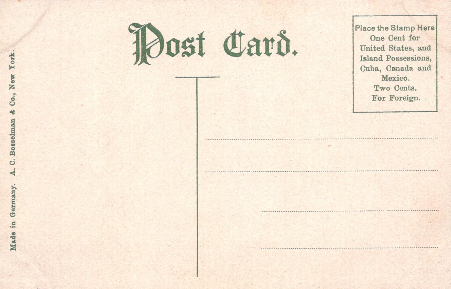 Vintage postcard with text and stamp placeholder on a beige background