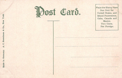 Vintage postcard with text and stamp placeholder on a beige background