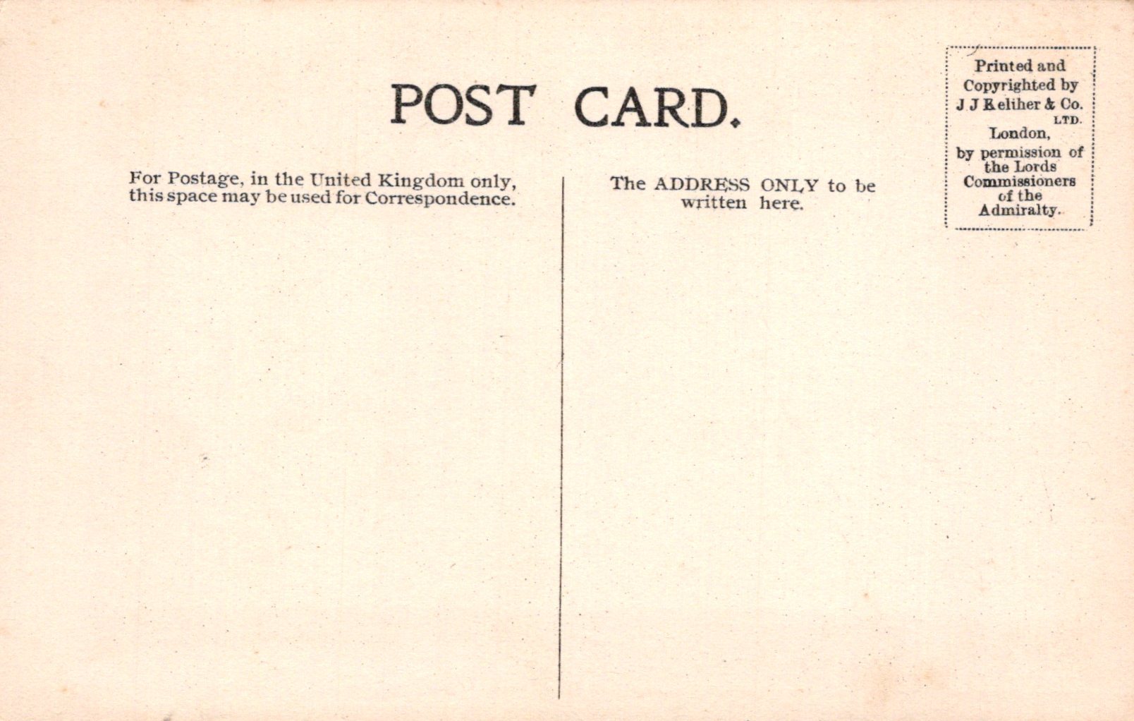 Vintage postcard with text and a small box on a beige background