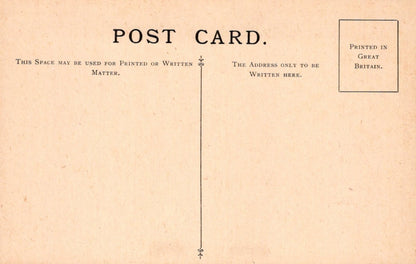 Vintage postcard with printed text and design elements on a beige background