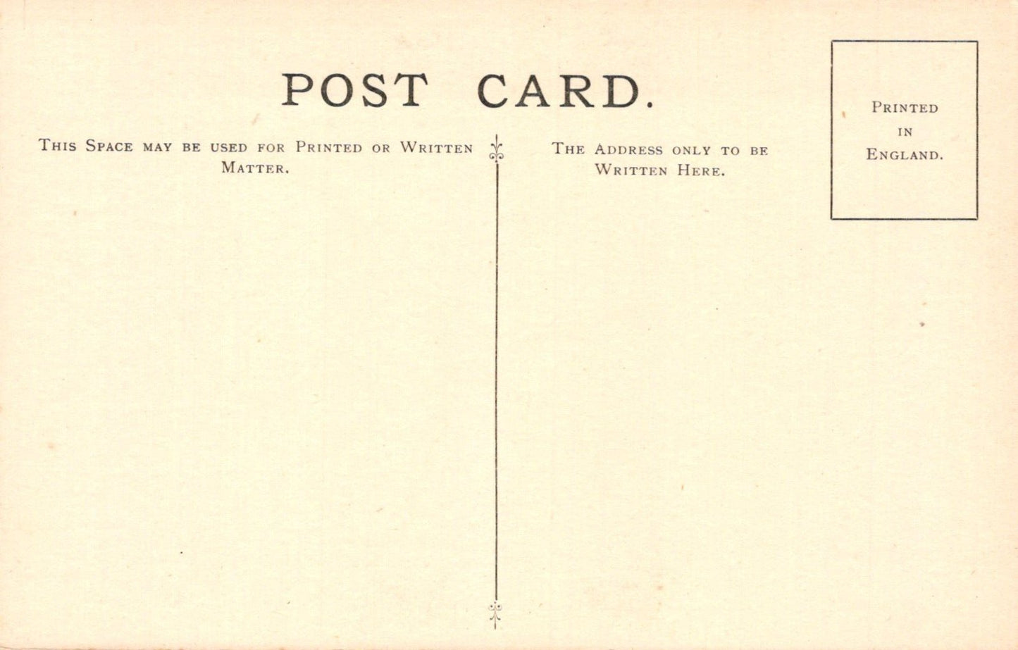 Vintage postcard with printed text and a stamp on a beige background