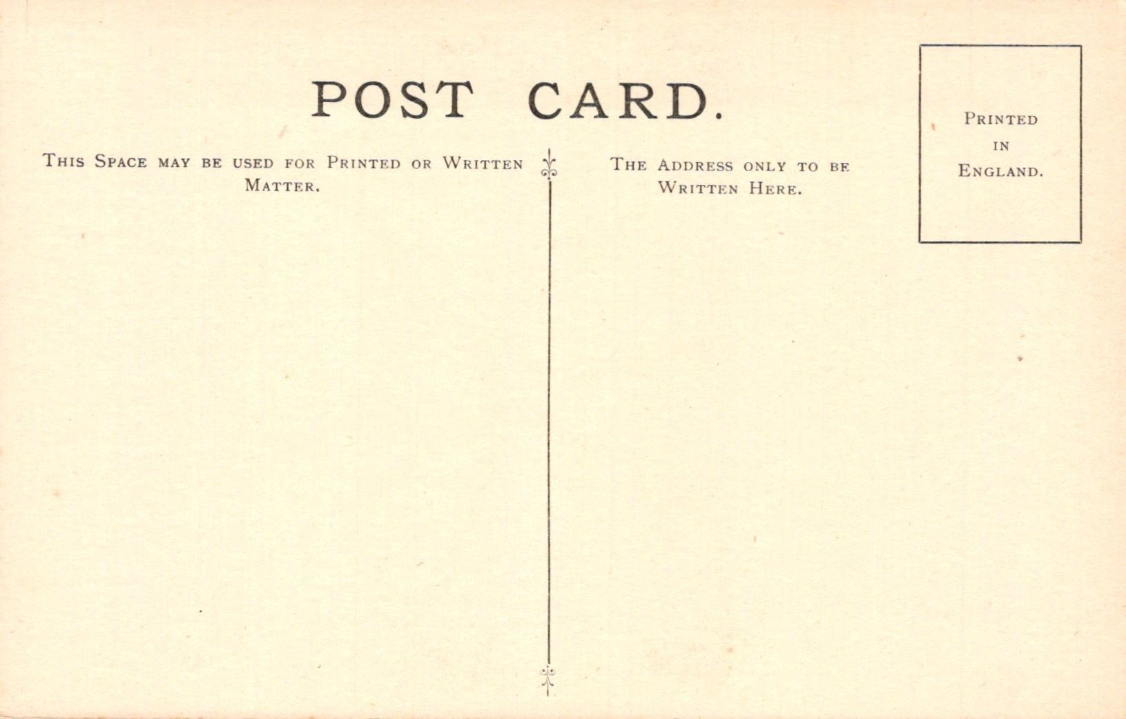 Vintage postcard with printed text and a stamp on a beige background