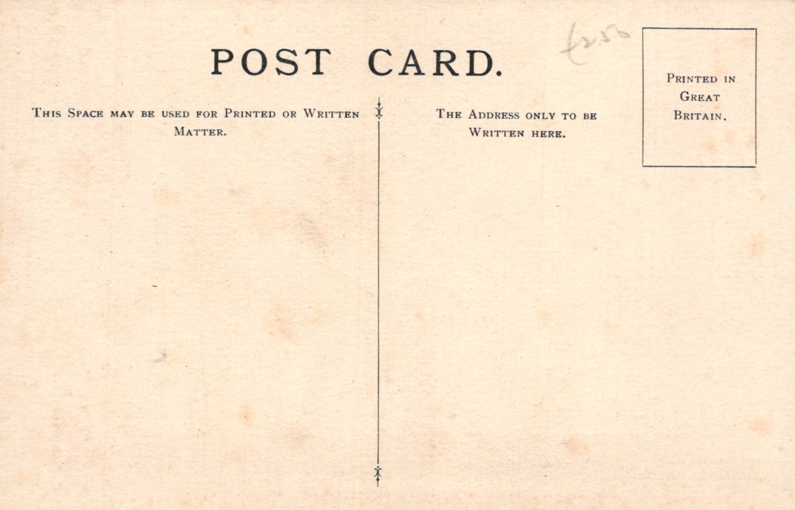 Vintage postcard with printed text and a vertical line for writing messages.