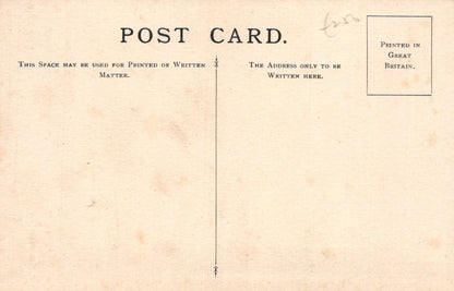 Vintage postcard with printed text and a vertical line for writing messages.