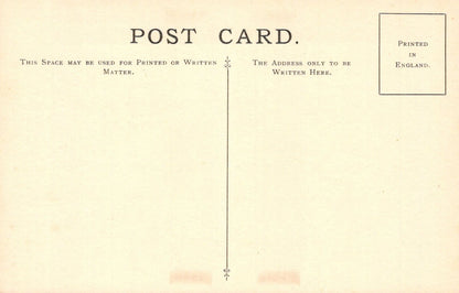 Vintage postcard with printed text and a line for writing addresses, with 'Printed in England' at the top right corner.