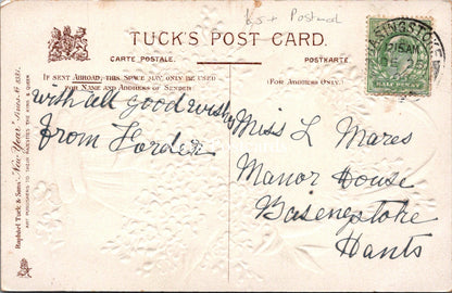 Greetings Postcard - Merry Christmas, Dog Sat in a Basket of Flowers   SX144