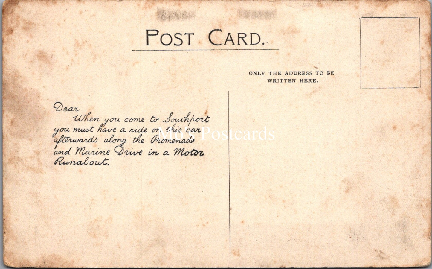 Lancashire Postcard - Touring Car, Southport   SX152