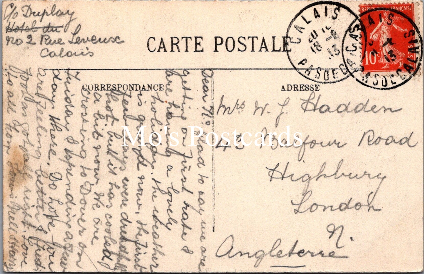 France Postcard - Calais, La Plage Vue Du Casino  SX321