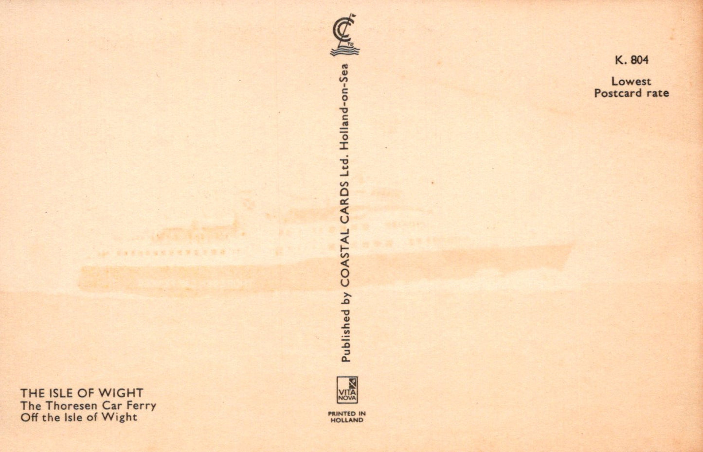Shipping Postcard - The Thoresen Car Ferry, Isle of Wight  SW18372