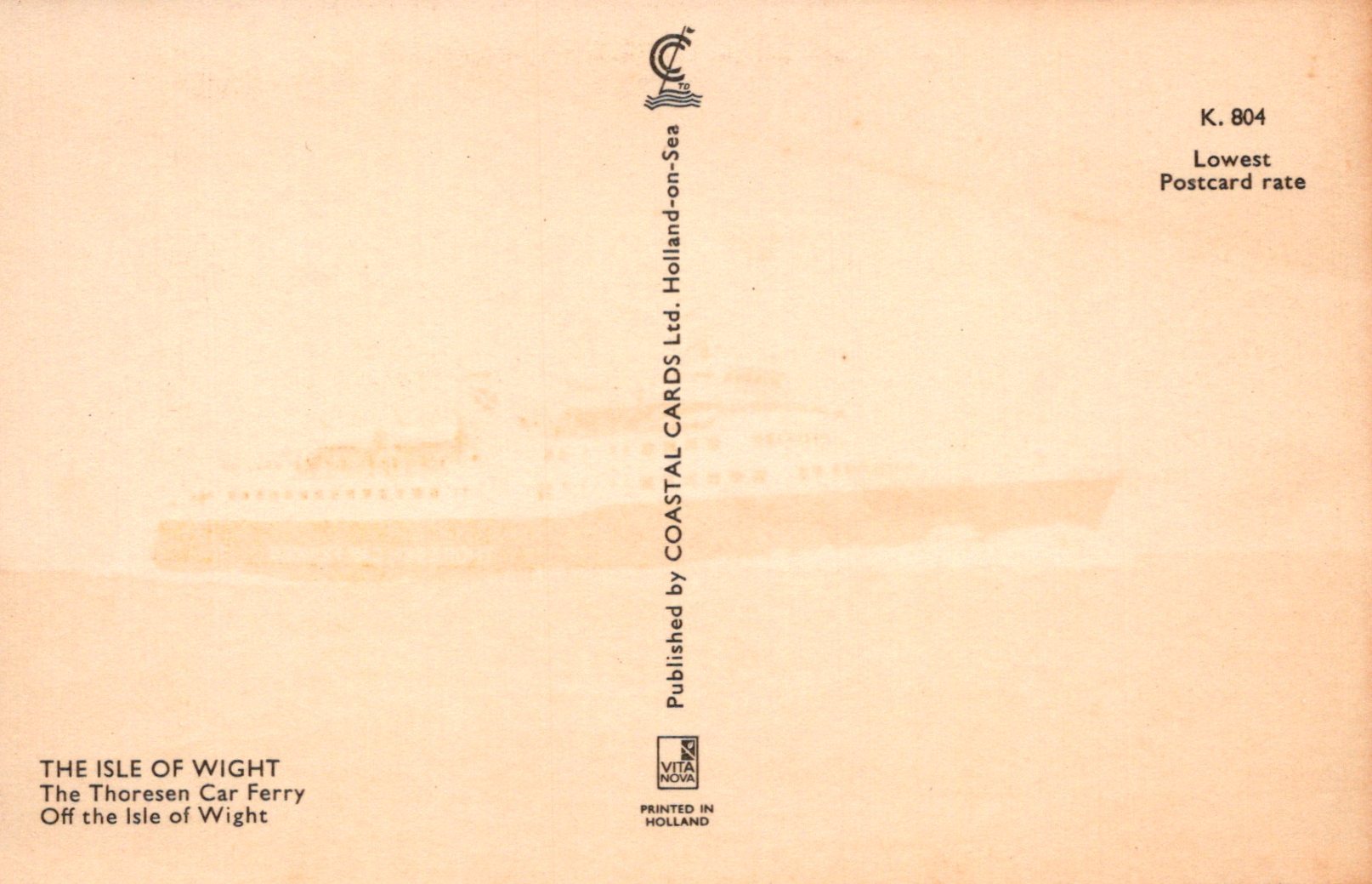Shipping Postcard - The Thoresen Car Ferry, Isle of Wight  SW18372