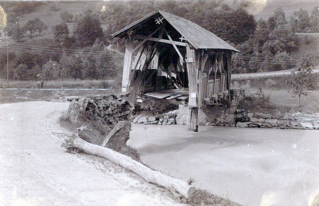 Unknown Location Postcard - River and Damaged Bridge  SW18379