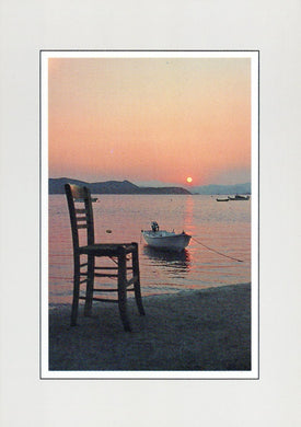 Greece Postcard - Scenic Greek Coastal Scene With a Chair  SW18133