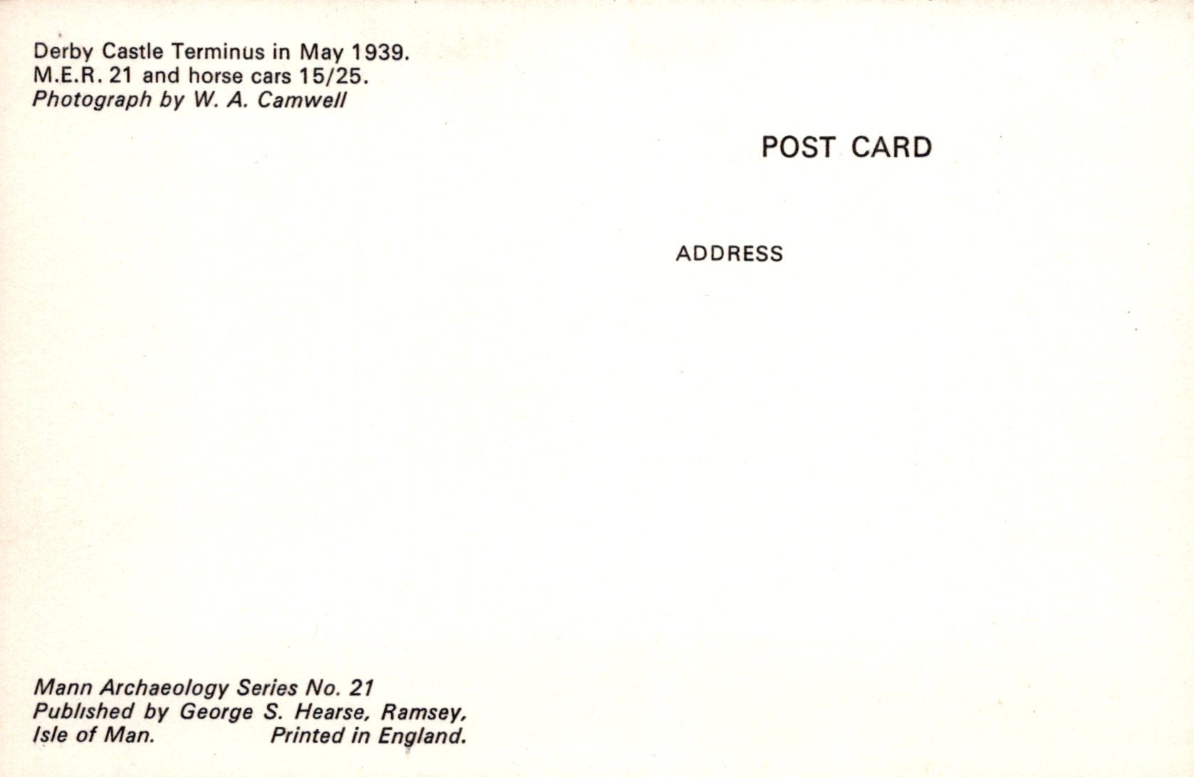Isle of Man Postcard - Derby Castle Terminus, May 1939 - SW18143