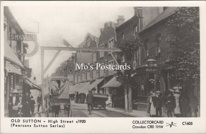 London Postcard - Old Sutton High Street c1920 - SW17534