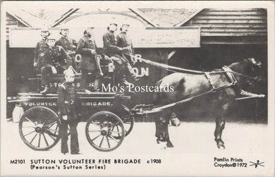 London Postcard - Sutton Volunteer Fire Brigade c1908 - SW17540