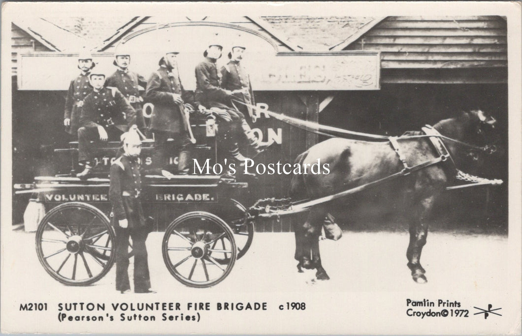 London Postcard - Sutton Volunteer Fire Brigade c1908 - SW17540