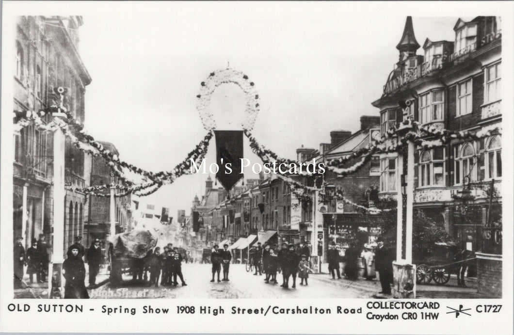 London Postcard - Old Sutton, Spring Show 1908 High Street  SW17542