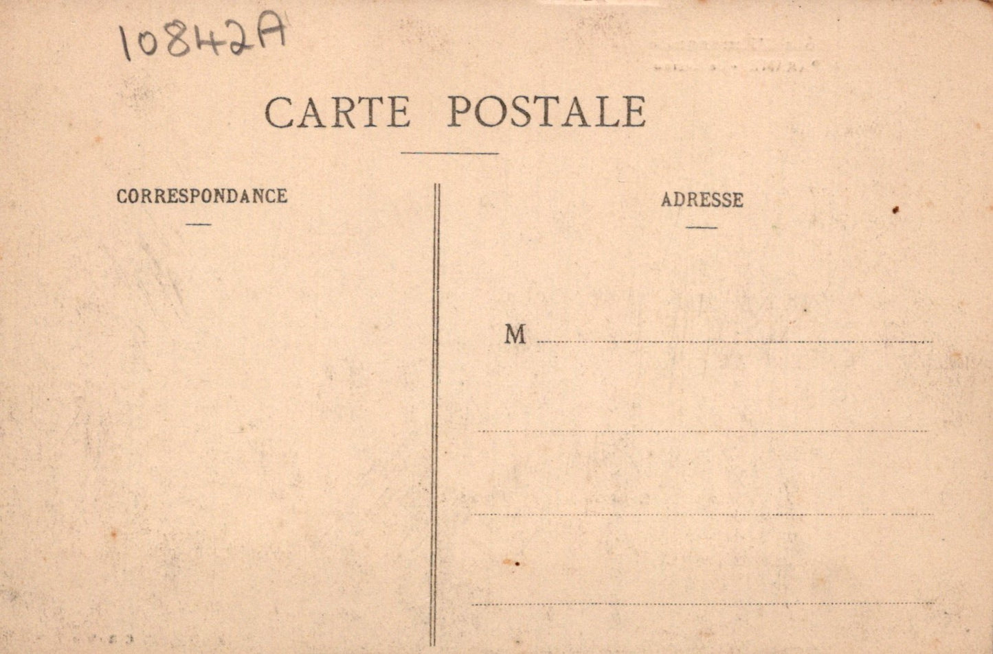 Vintage postcard with 'Carte Postale' text and address fields on a beige background.